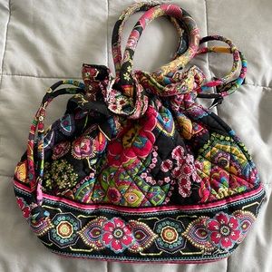 Vera Bradley cotton drawstring clutch.